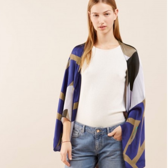 Jigsaw Tops - NWT Jigsaw Peony Print Silk Cape